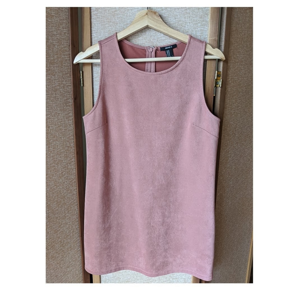Faux suede pink shift dress